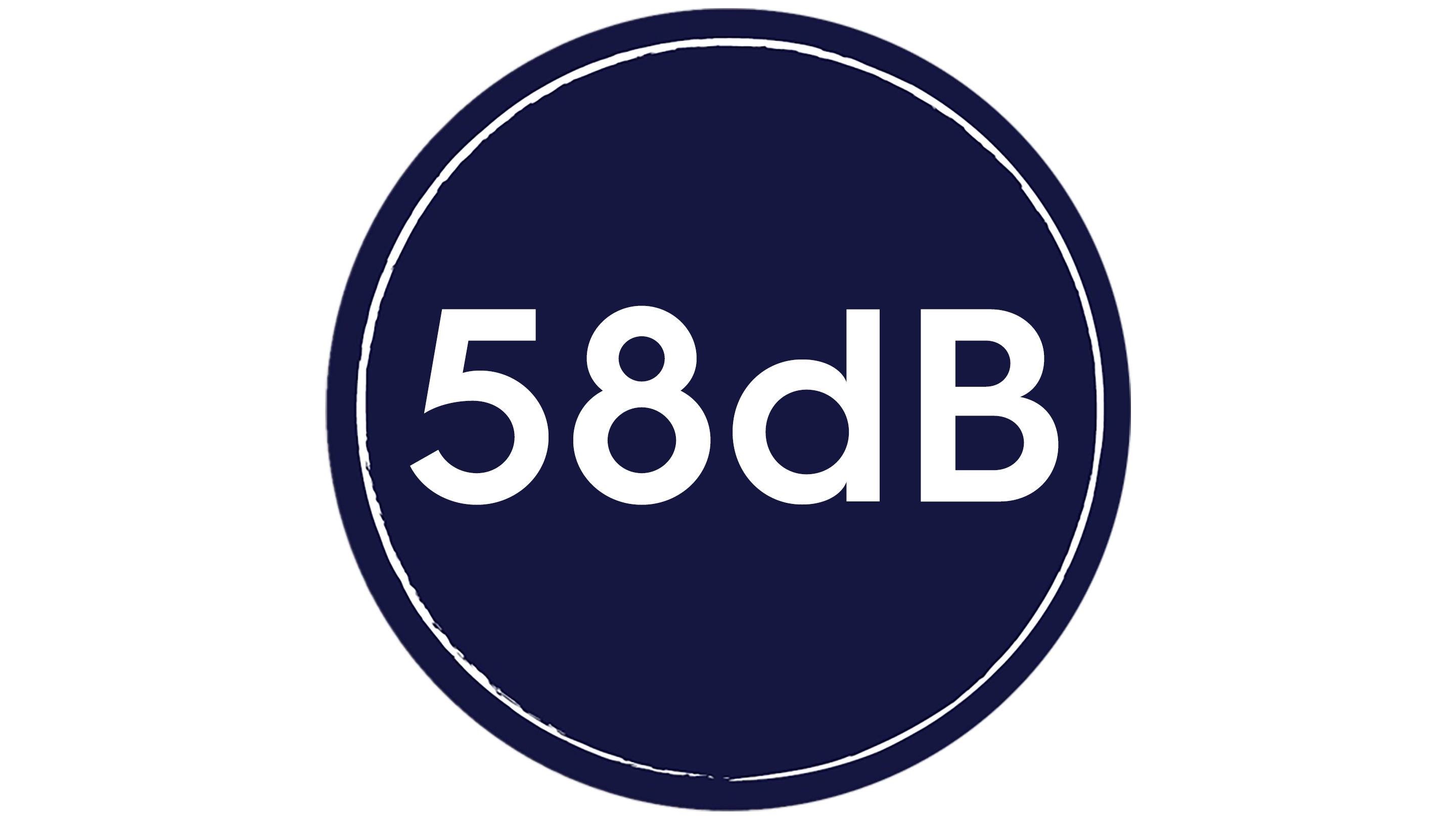 Etiqueta a indicar o nível de ruído de 58 dB