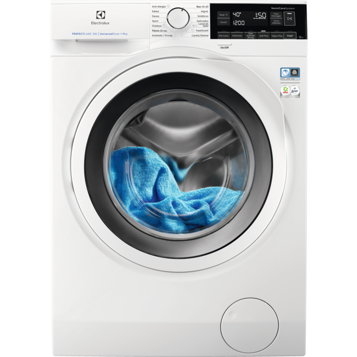 Máquina de lavar roupa de livre instalação Série 700 SteamCare UniversalDose de 9.0 kg