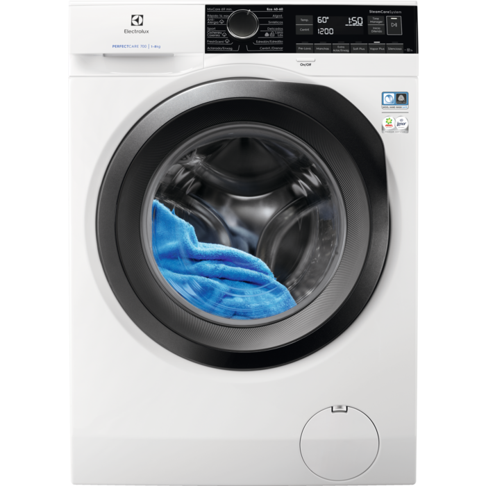 Máquina de lavar roupa de livre instalação Série 700 SteamCare de 8.0 kg