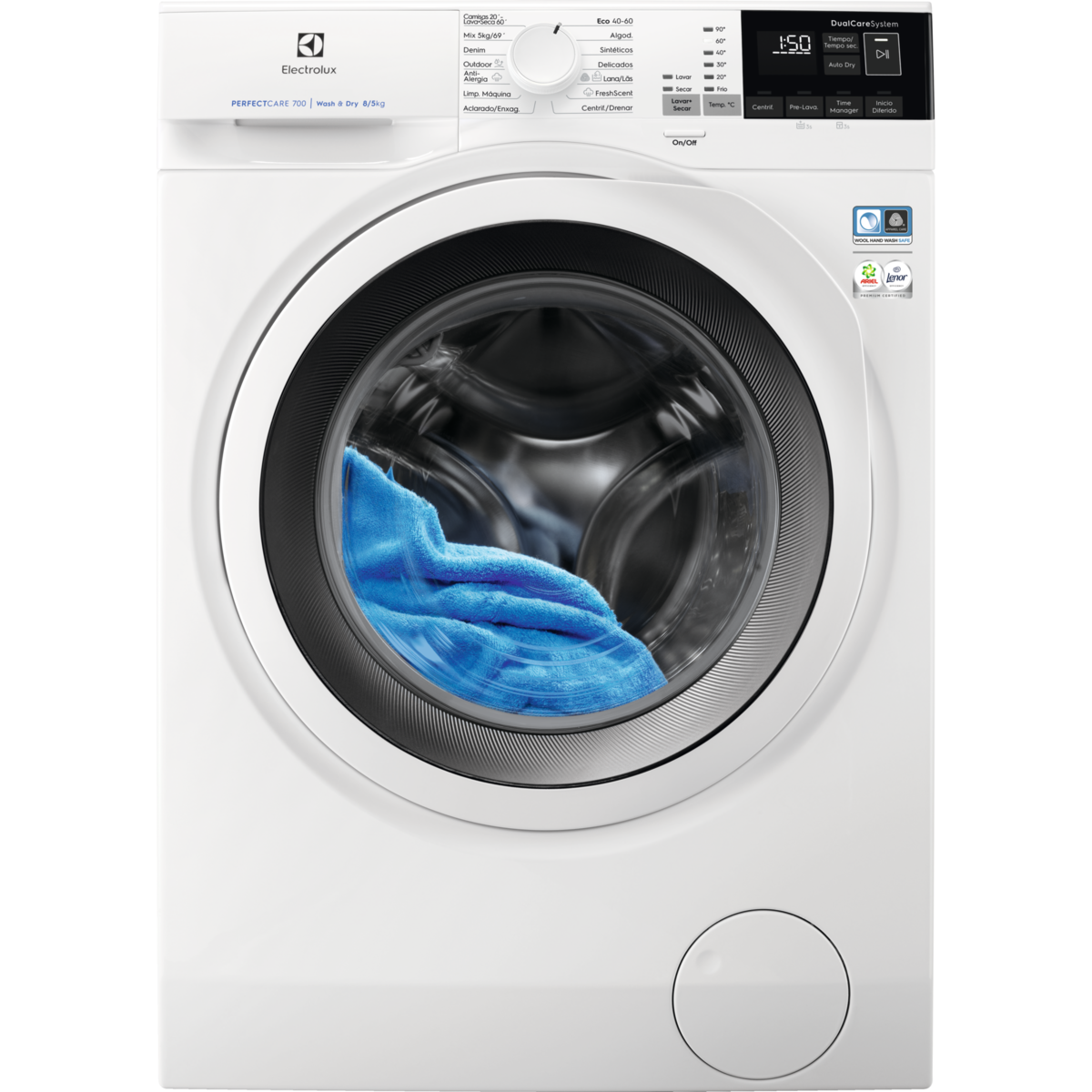 Máquina de lavar e secar de livre instalação Série 700 DualCare de 8.0 kg