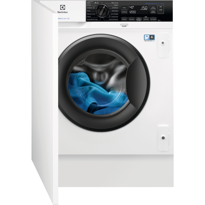 Máquina de lavar roupa de integrar Série 700 SteamCare de 8.0 kg