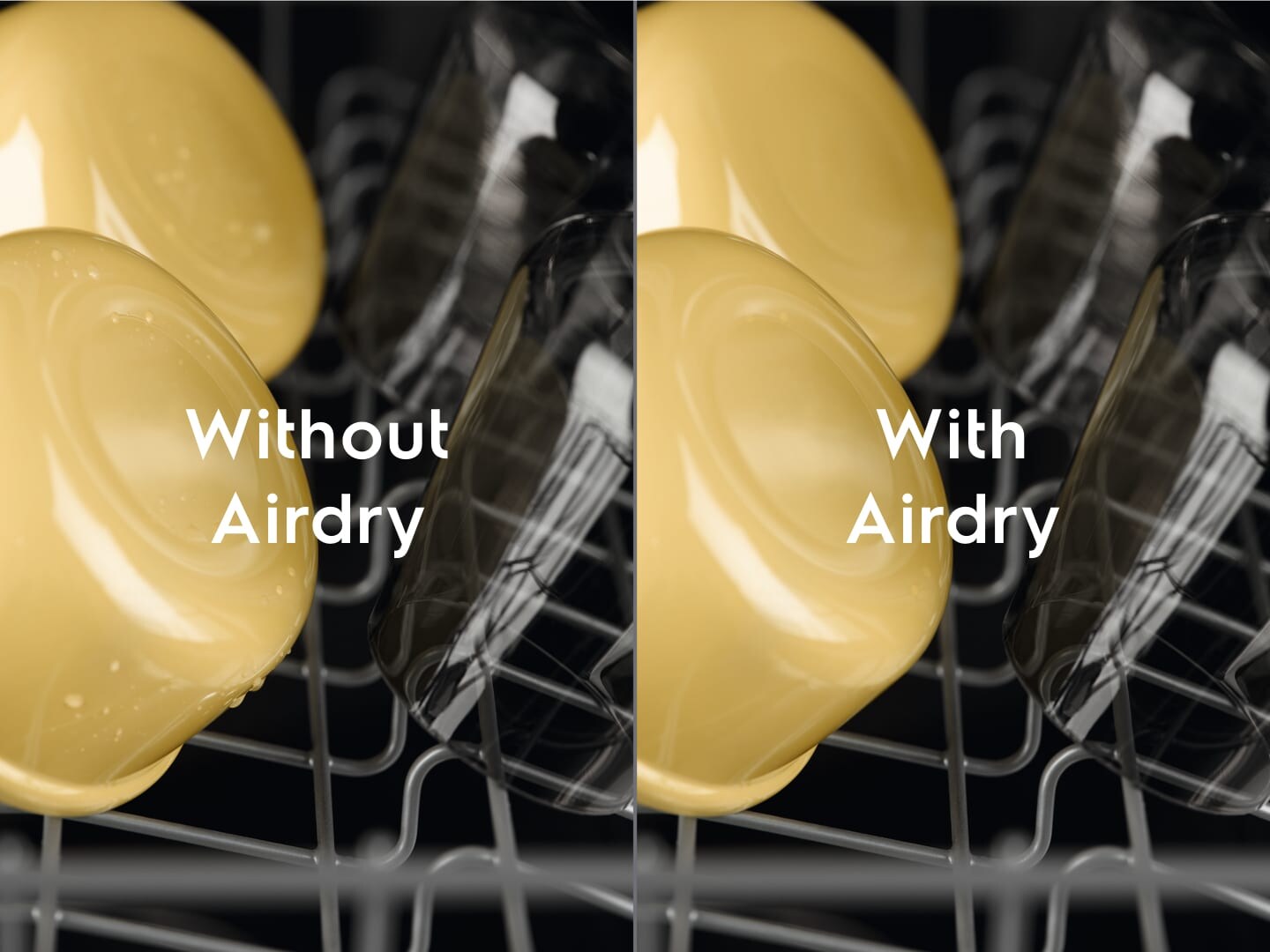 Comparação entre secagem com AirDry e sem AirDry